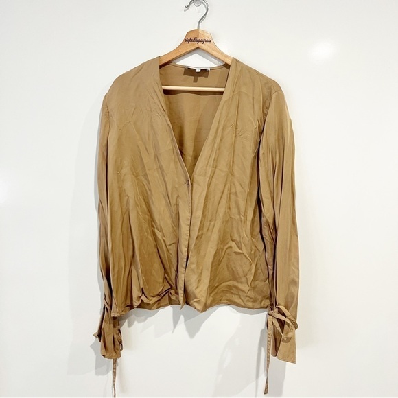 Revolve x L'Academie Tie Sleeve Blouse in Brown - Picture 4 of 13